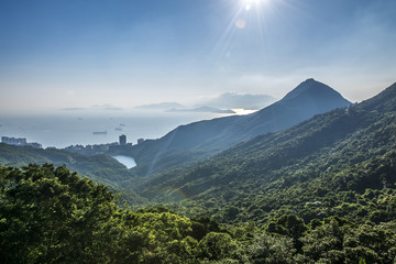 Naklejka premium The view south of Hong Kong island, across a lush, tropical hillside