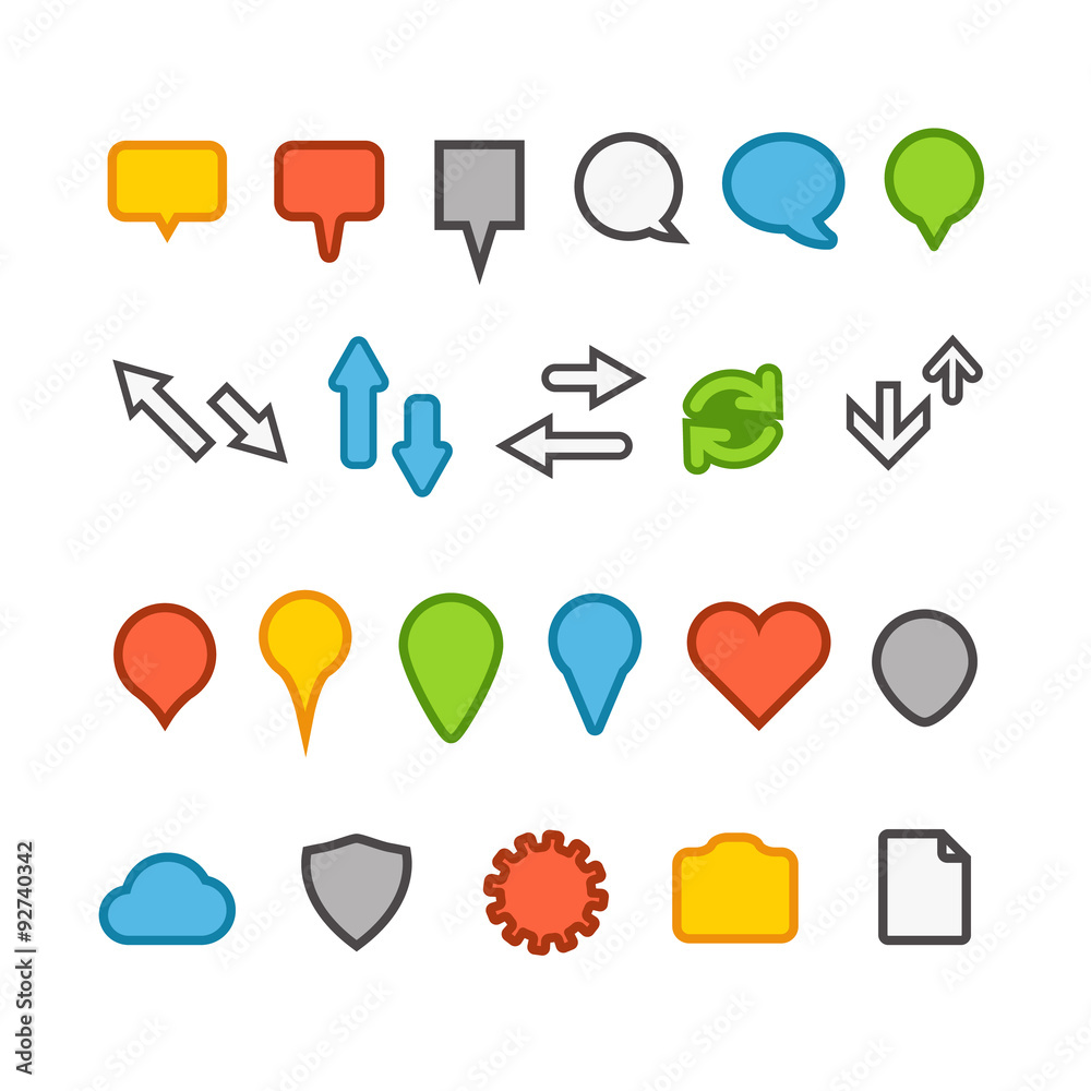 Aufkleber different web color icons collection