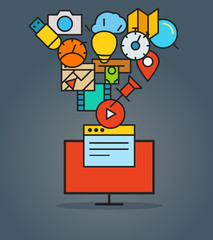 Modern web communication scheme. Flat design concept