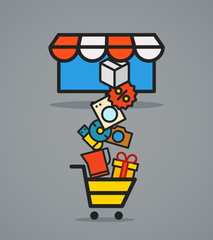 Modern web commerce scheme. Flat design shopping concept