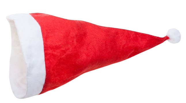 empty red santa hat isolated on white background