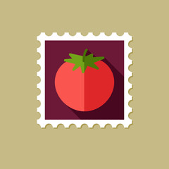 Tomato flat stamp with long shadow
