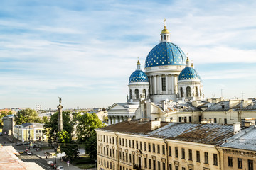 Fototapeta na wymiar The view to the Trinity Izmailovsky Cathedral in St. Petersburg