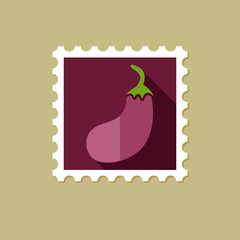 Eggplant flat stamp with long shadow