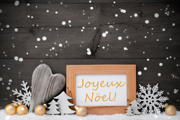 Golden Gray Decoration,Snow,Joyeux Noel Mean Christmas,Snowflake