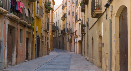 Old town street in Tarragona city, Costa Daurada Spain