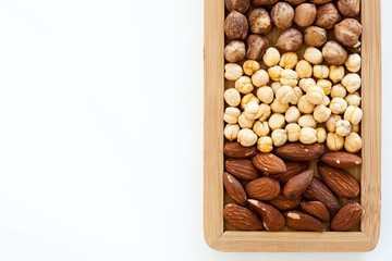 Dried organic healthy fruit (hazelnuts, almonds, chickpea, leble