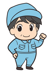 2頭身の作業員n / 帽子あり