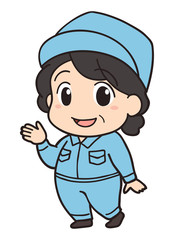 2頭身の作業員o / 帽子あり