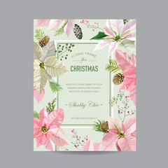 Christmas Frame or Card - in Watercolor Style - vector