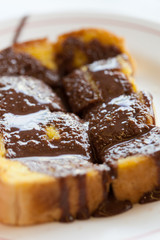 Toast topped with chocolate