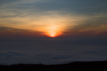 Majestic sunset in the mountains landscape