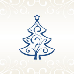 Christmas Card with Blue Christmas Tree