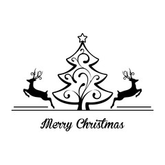 Fototapeta premium Christmas decoration with Christmas Tree and Reindeers