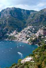 Positano village, from Amalfi Coast, Italy