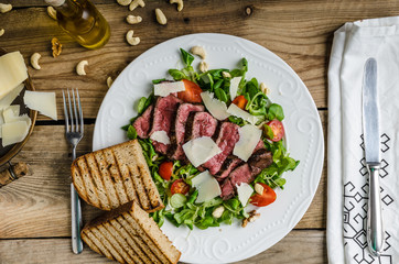 Rump steak with spicy herb butter