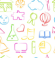 Seamless Wallpaper with Colorful School Objects