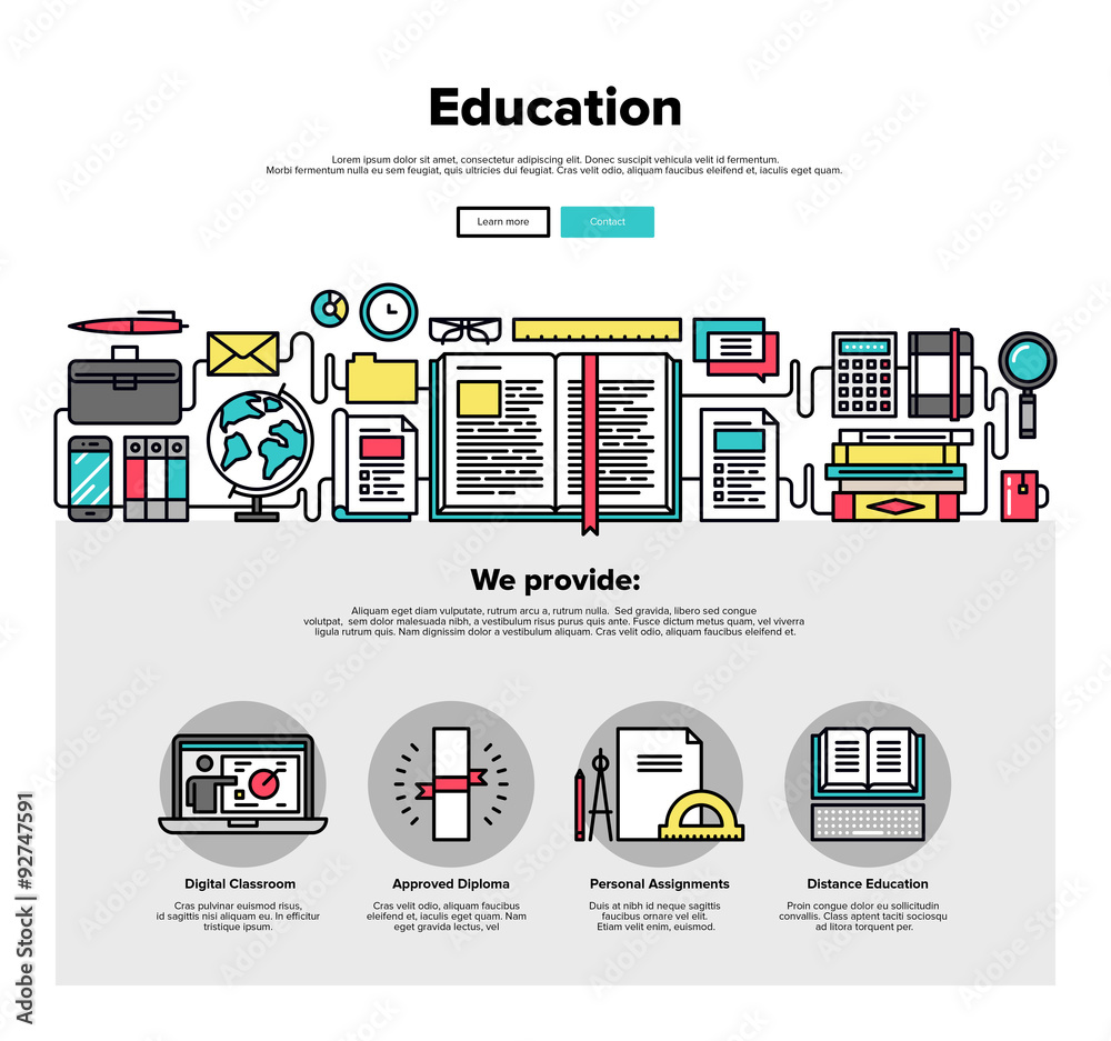 Poster education flat line web graphics