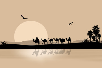 Fototapeta na wymiar Camel caravan