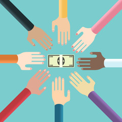 hands catching money