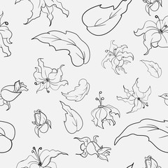black-and-white flowers pattern