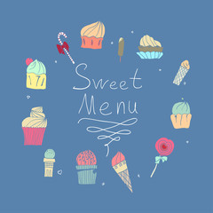 pattern of ice-creams and ice-lolly