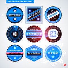 Set of labels and badges for Christmas and New Year. EPS10