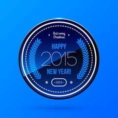 New Year and Christmas label on blue background