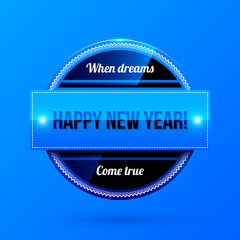 New Year and Christmas label on blue background