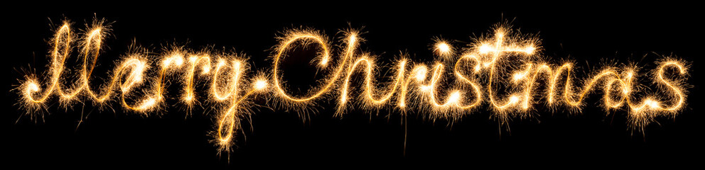 Merry christmas made of sparkles on black
