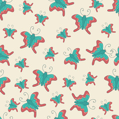 Seamless graphic pattern of butterflies