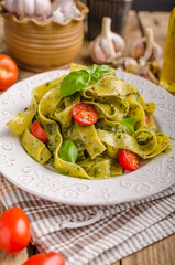 Pasta with basil pesto