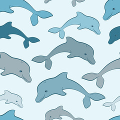 Naklejka premium seamless dolphin pattern