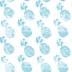 Grunge blue pineapples .