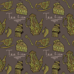 Tea time seamless pattern