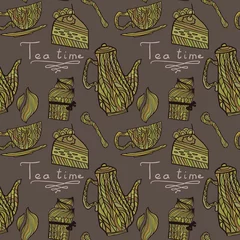 Fototapete Tee Teezeit nahtloses Muster