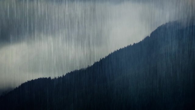 Clouds And Rain Over Mountain Forest