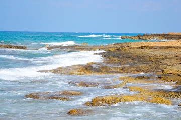 Rocks on the coast of Aegean Sea.