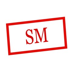SM red stamp text on white