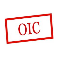 OIC red stamp text on white