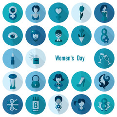 Fototapeta premium Womans Day Icon Set