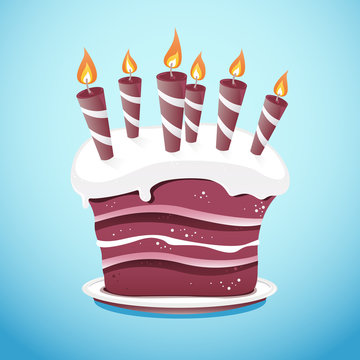 Cake With Candles On Serving Plate