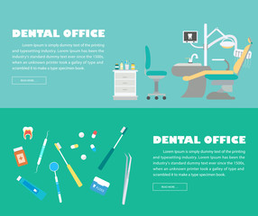 Flat dentist office Esp10 design banner. Vector illustration for colorful template for you design