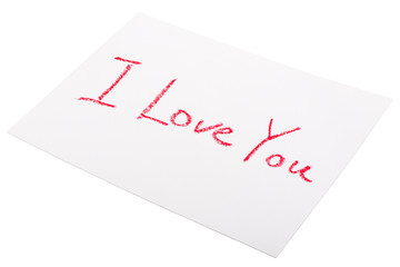 A card with 'I love You', with clipping path