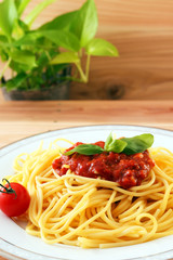 おいしそうなミートソーススパゲティ