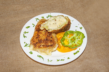 Delicious dinner with meat