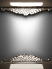 polished metal element on gray background