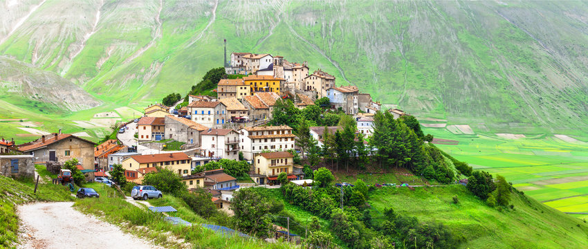 Castelluccio di Norcia -one of the most beautiful villages in Italy  фотография Stock | Adobe Stock