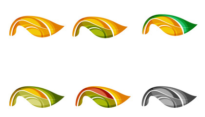 Set of abstract eco plant icons, business logotype nature green