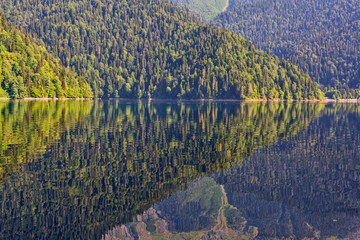 Scenery view of colorful mountain lake